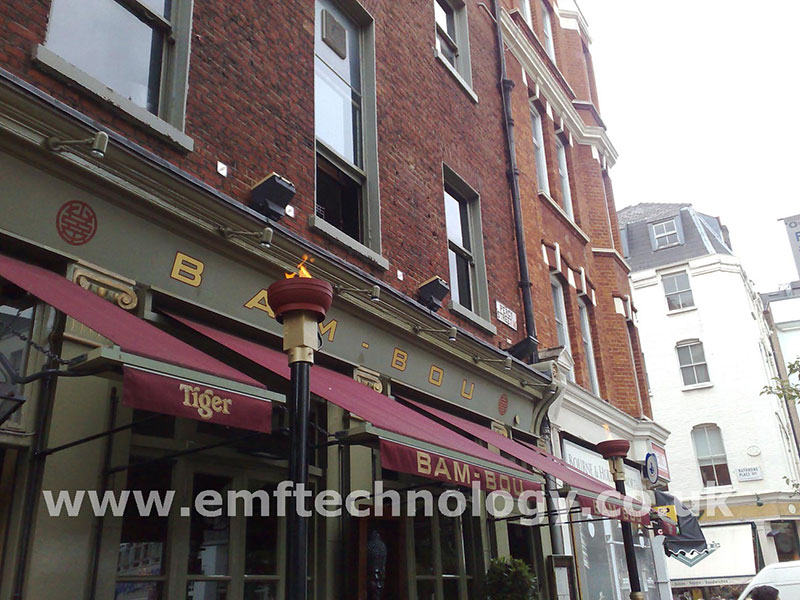 Flame installation at Bam Bou Restaurant, London