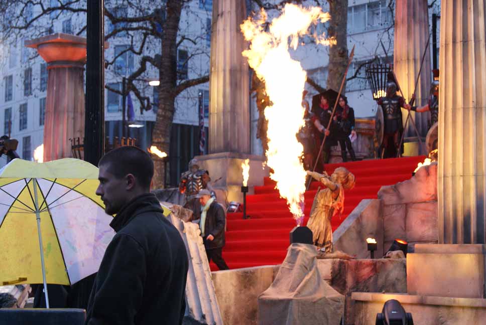 Flame effects at UK Premiere of Clash of the Titans
