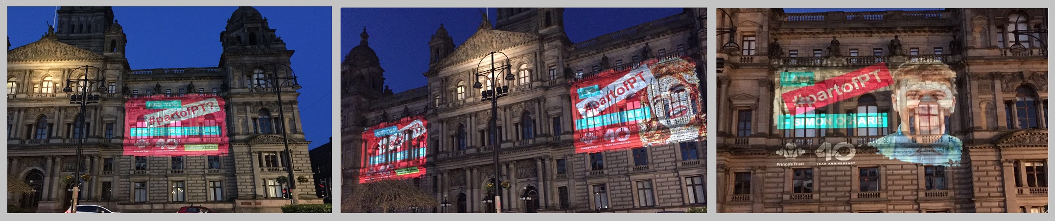 Glasgow City Chambers Building Projections Prince's Trust projections Glasgow