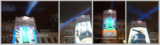 Peroni product launch with search lights and projection campaign, London