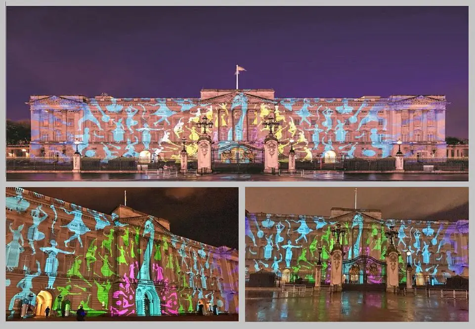 Buckingham Palace Peacock projection for UK-India Year of Culture