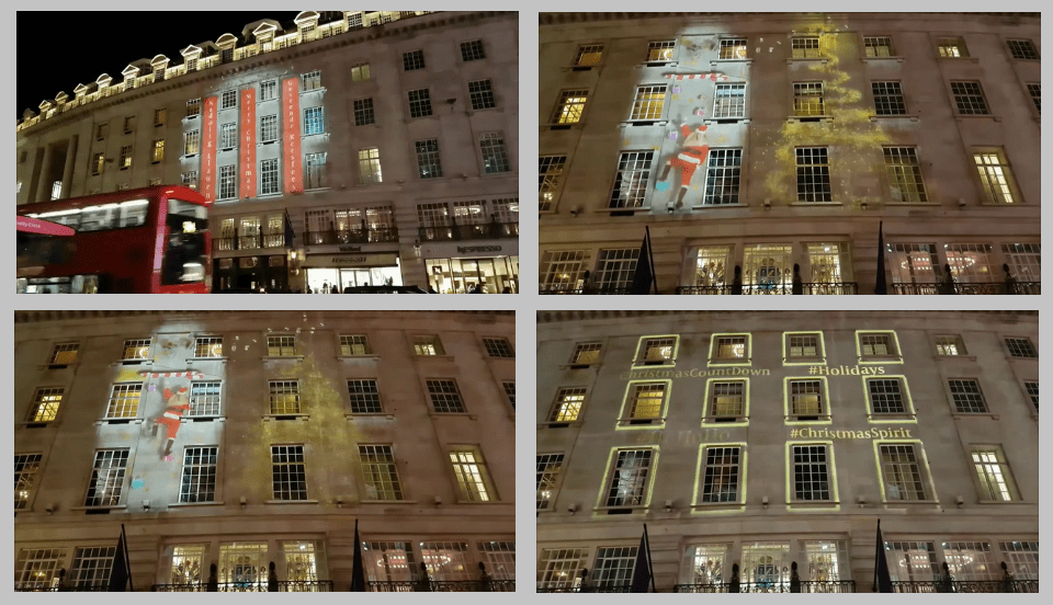 Christmas Video Mapping at The Cafe Royal, London