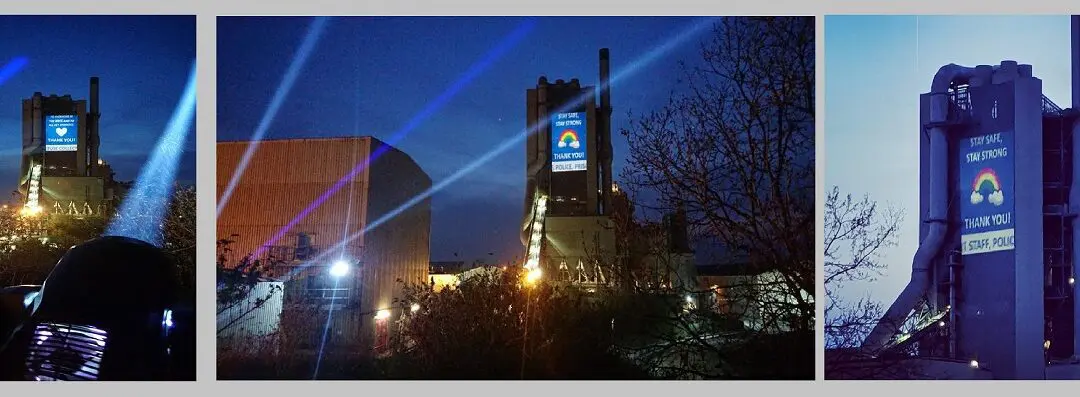 Cemex Rugby, says thank you with projections across building