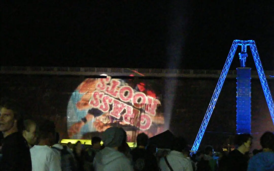 Outdoor projections for Grass Roots Festival, Jersey