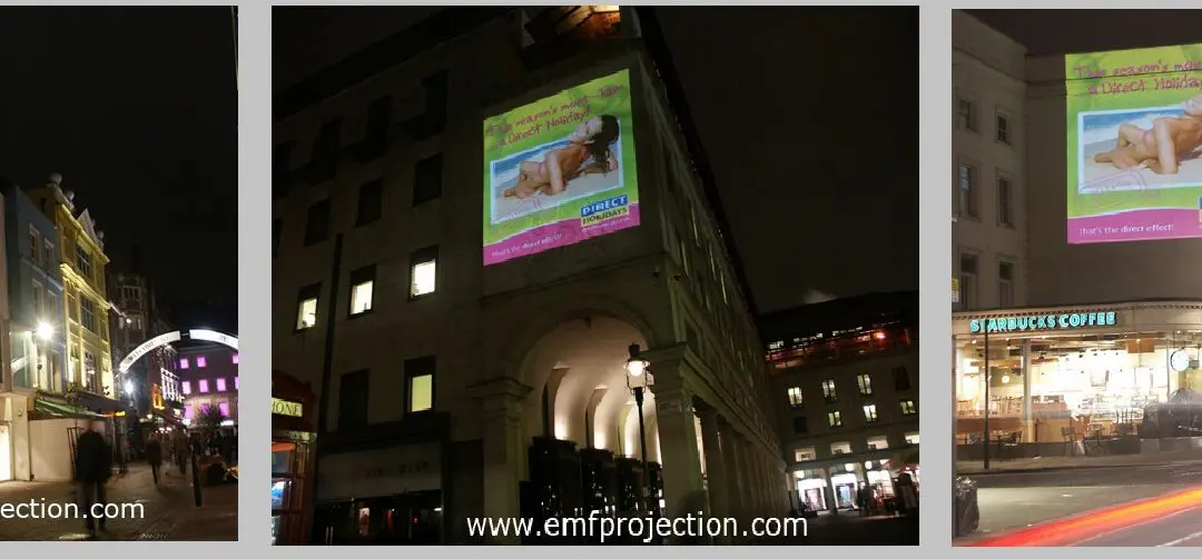 Direct Holiday projection advertising campaign accross the UK