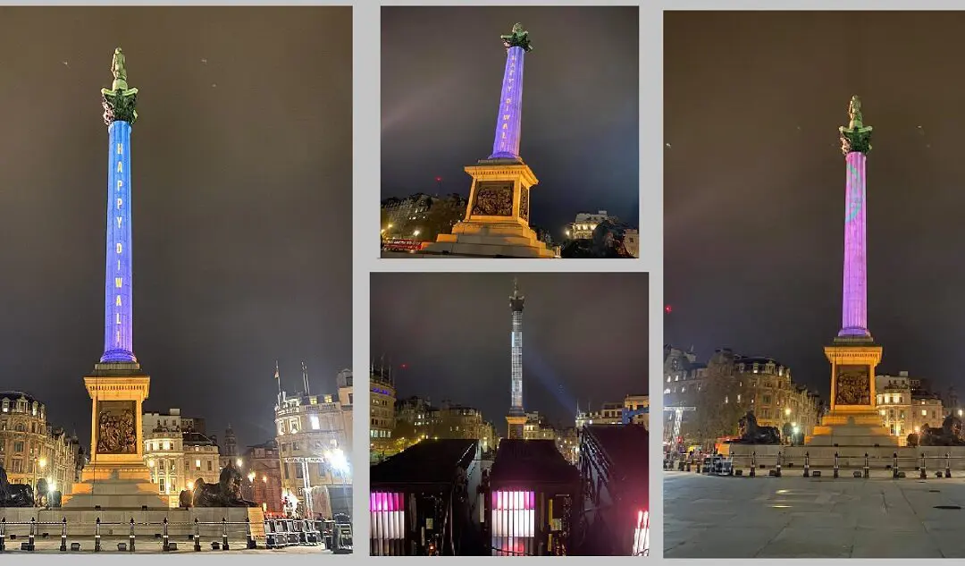 Diwali projection on Nelsons Column 2020