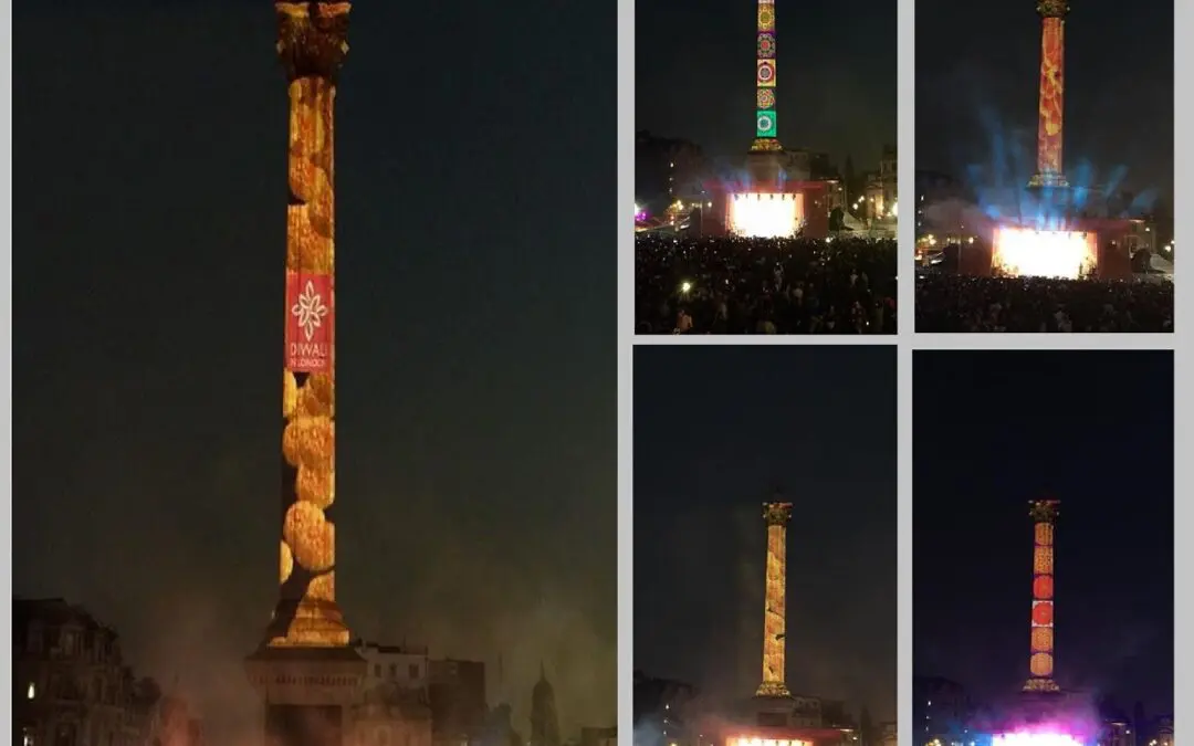 Diwali projections on Nelson’s Column Trafalgar Square