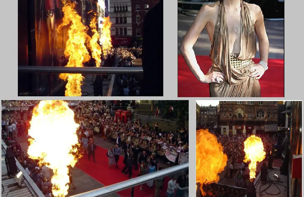 Stage Flame effects for Pirates of the Caribbean U.K. Premiere, Leicester Square, London.