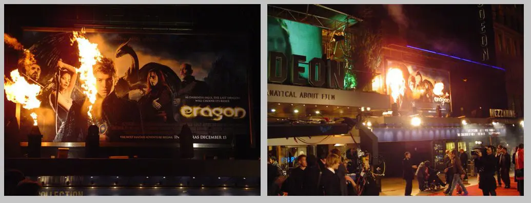 Flame effects -Eragon Film Premiere at the Odeon, Leicester Square