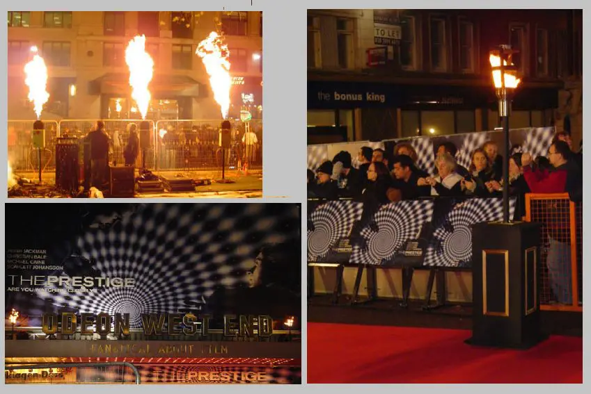 Flame effects The Prestige Film Premiere, Leicester Square, London