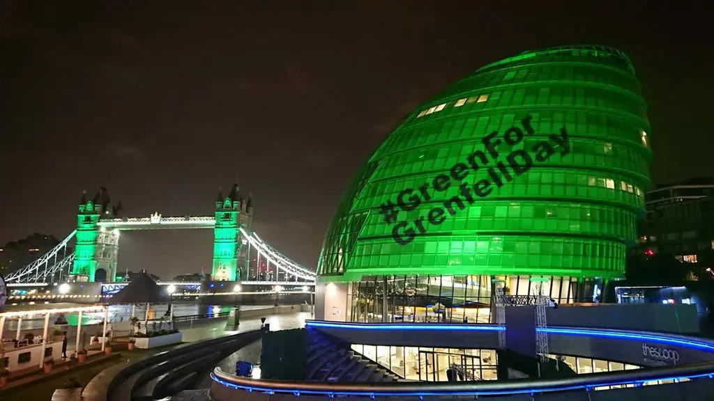 City Hall go Green for Grenfell projections