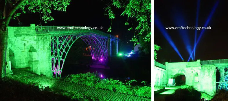 Building Projection and searchlight show for Iron Bridge heritage festival