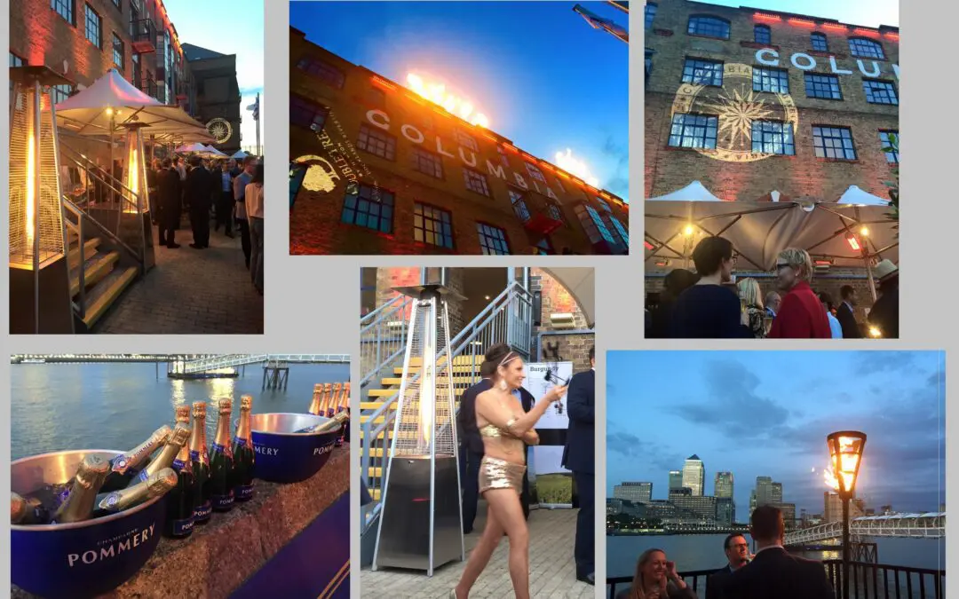 Columbia Wharf Party Projections and Flames