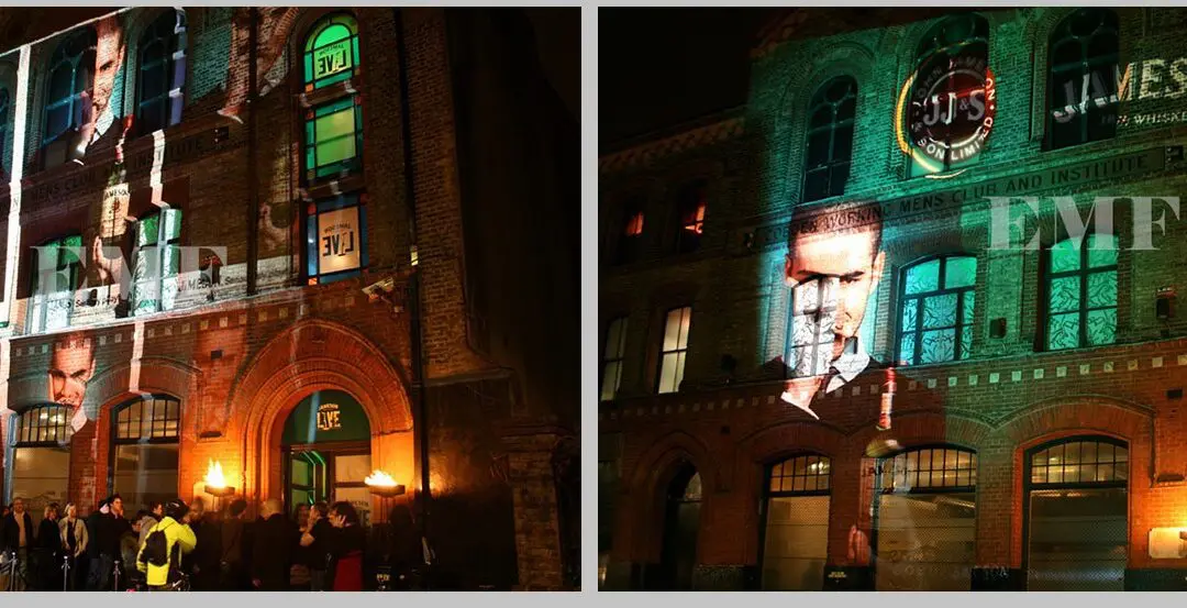 Jameson Outdoor Building Slide & Data Video Projections, London.