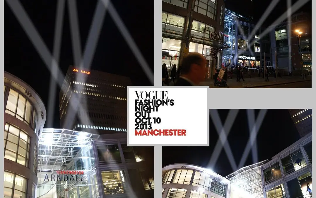 Searchlights for Arndale shopping centre Fashion show, Manchester