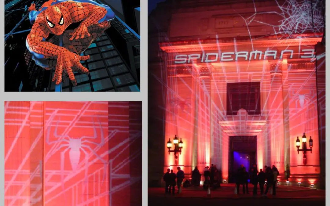 Building Projection covers Freemason Lodge, London for Spiderman 3 Film Premiere Party