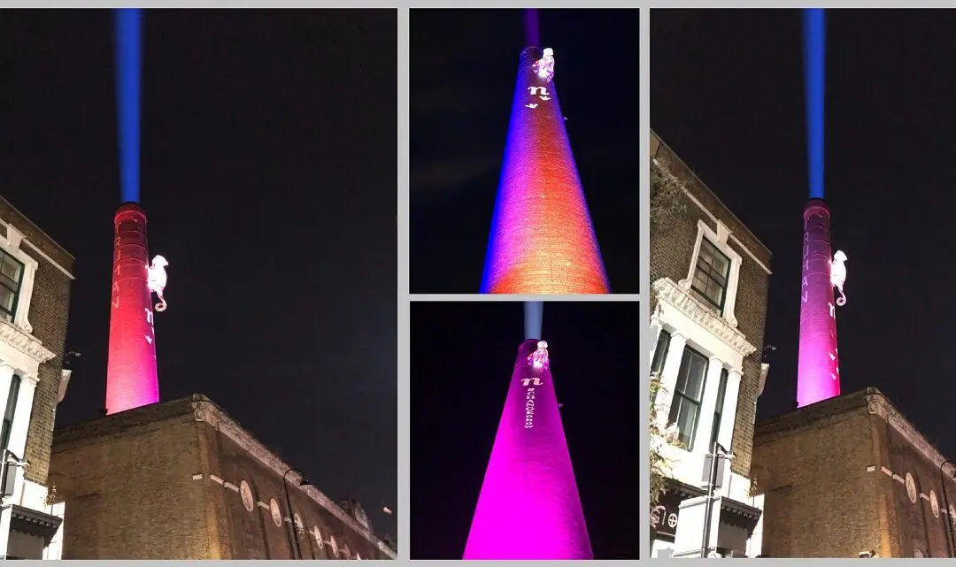 Truman Brewery projections and searchlight for nhow Hotel launch London
