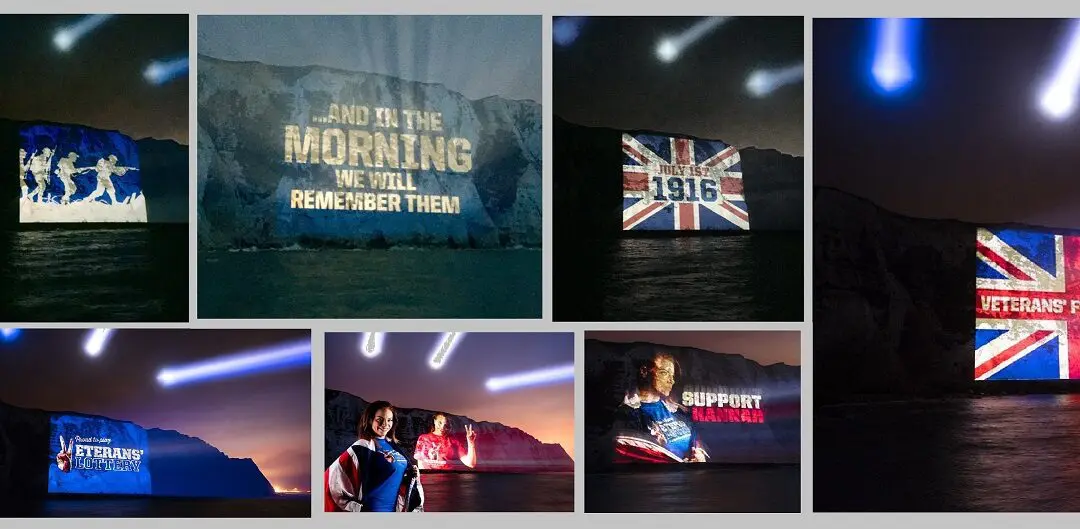 Projections beamed onto  White Cliffs of Dover