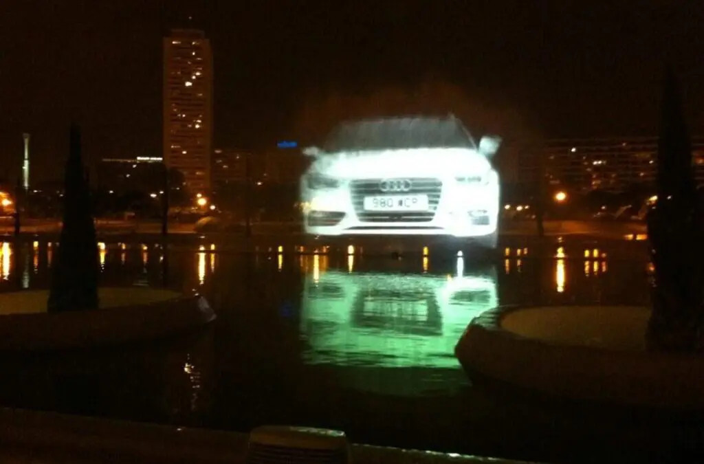 Water screen Projection for Audi, Valencia, Spain.