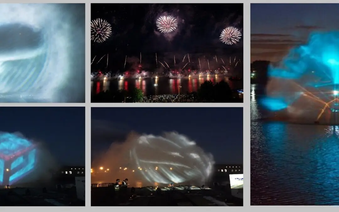 Water screen projection for Battle of Medway finale