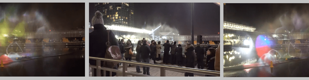 Winter Lights Interactive Water screen at Canary Wharf
