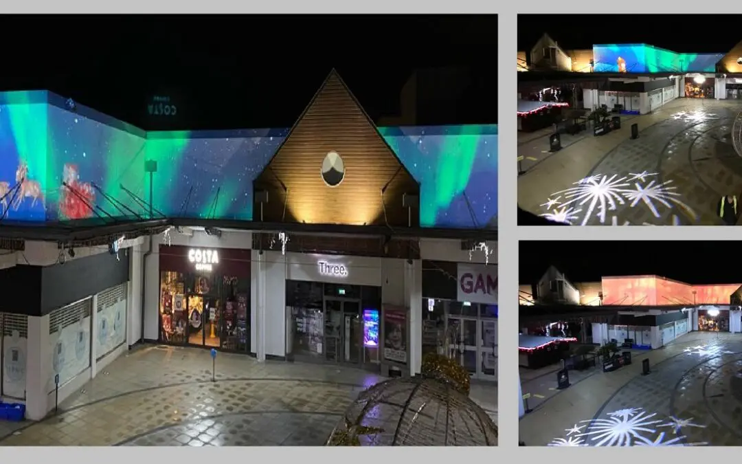 Christmas projection installations at Westwood Cross Shopping Centre
