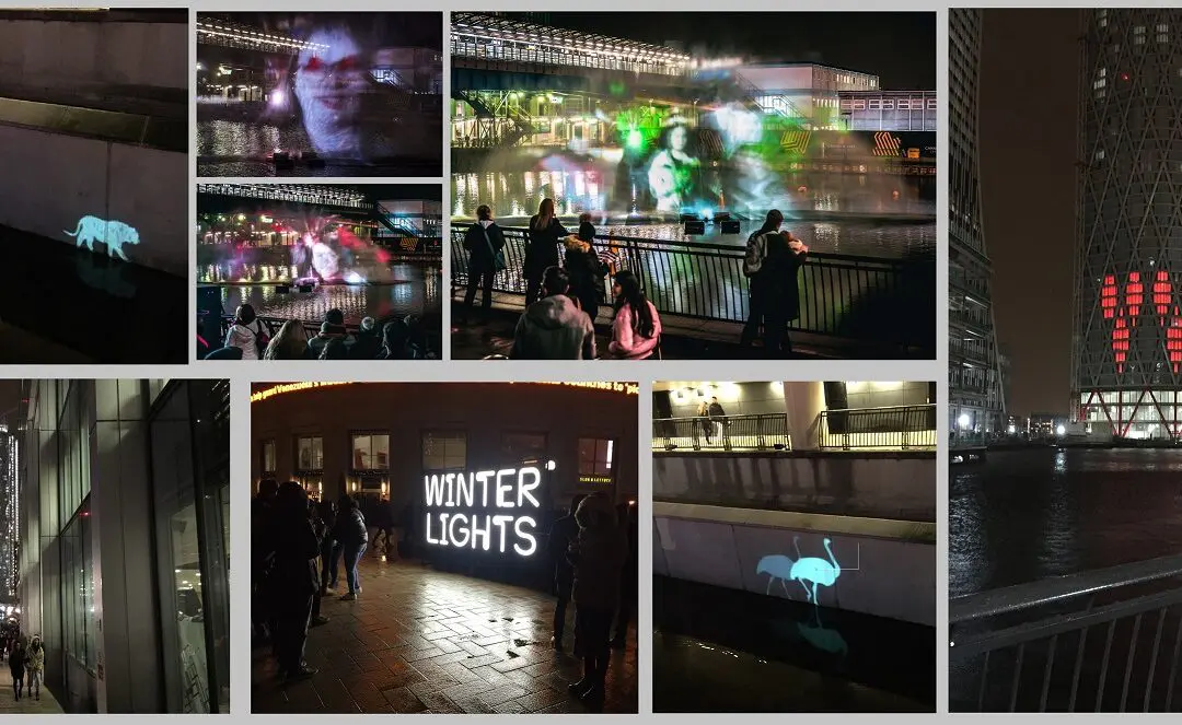 Winter Lights interactive projections Canary Wharf