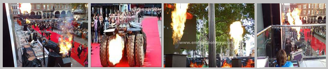Flame effects for The Dark Knight Film Premiere, Leicester Square, London