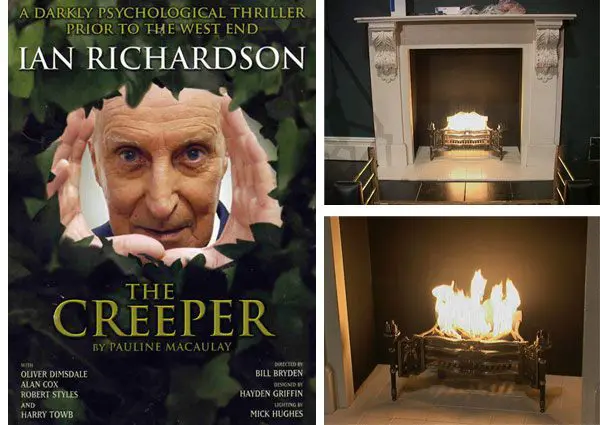 Stage Flame effect for Theatre Fireplace for  The Playhouse Theatre's Production of “The Creeper”
