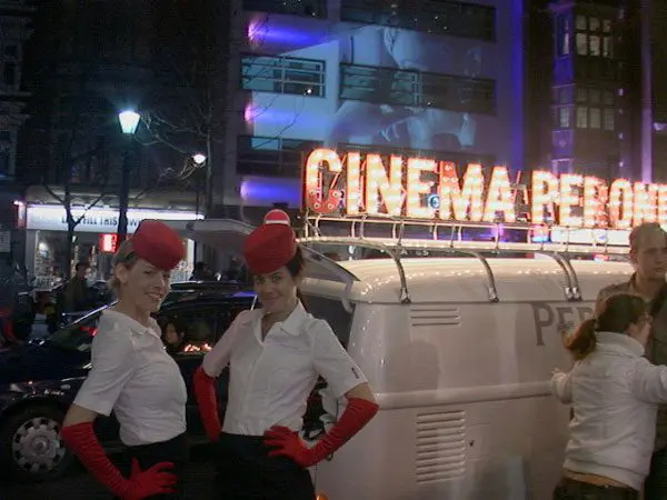 Large scale outdoor video projection for Peroni Mobile Cinema campaign.
