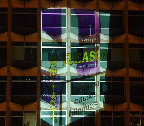 Large Scale Outdoor Building Projection onto Centre Point Tower, London for RNIB Charity Abseil