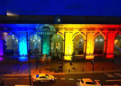 Newcastle Railway Lighting installation Gay Pride