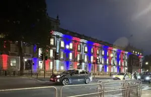 VE 80 70 Whitehall lit up in Remembrance
