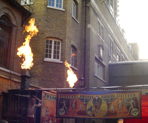 Flame effects at Kerrang Awards, London