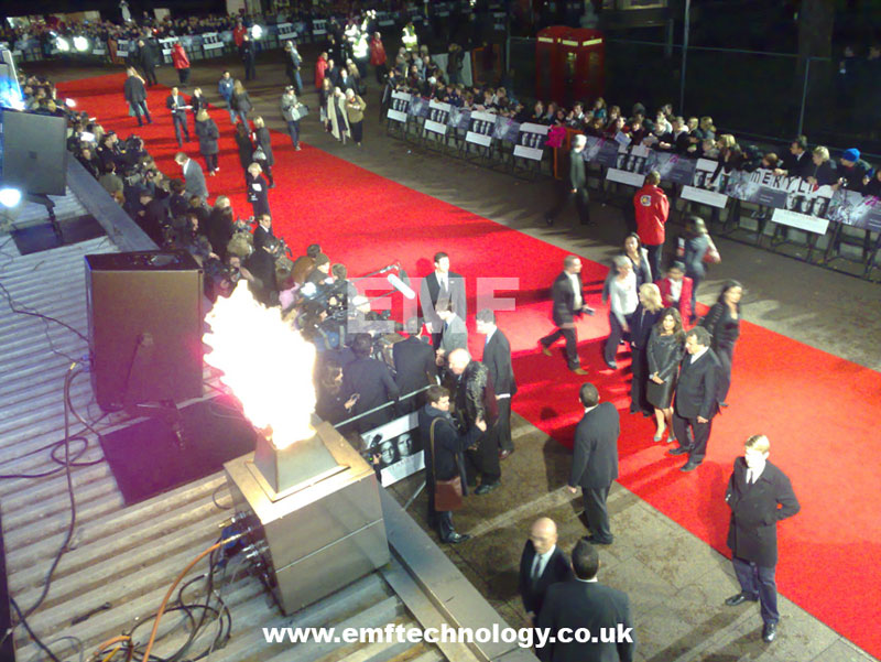 Flame effects, Lions for Lambs Premiere, Leicester Square. London.