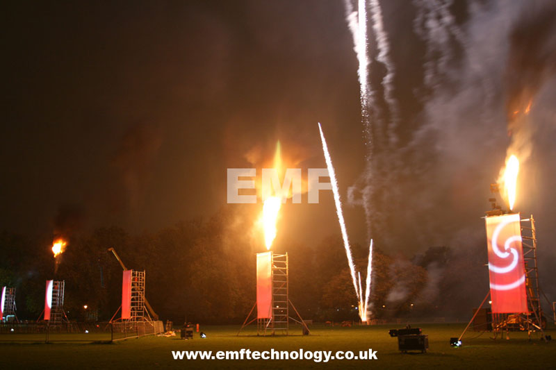 Vulcan Stage Flame Effects Battersea Fireworks EMF Technology