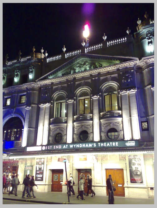 Wyndham Theatre flame effect, London