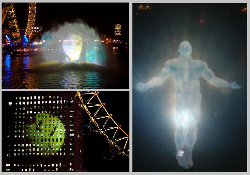 Watchmen Waterscreen projection, The Thames, London.