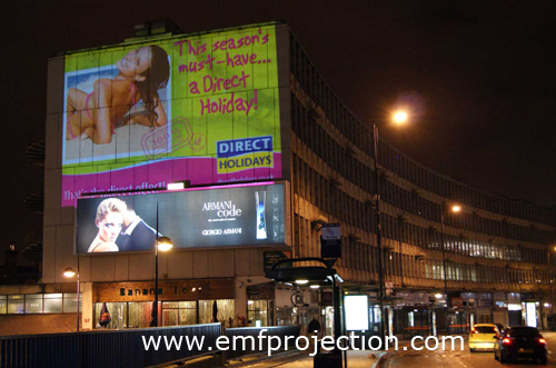 Direct Holiday projection advertising campaign accross the UK