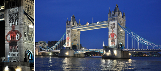 Projections onto Tower Bridge London