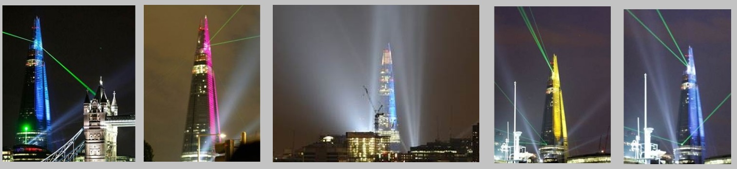 Shard building launch, lasers and search lights