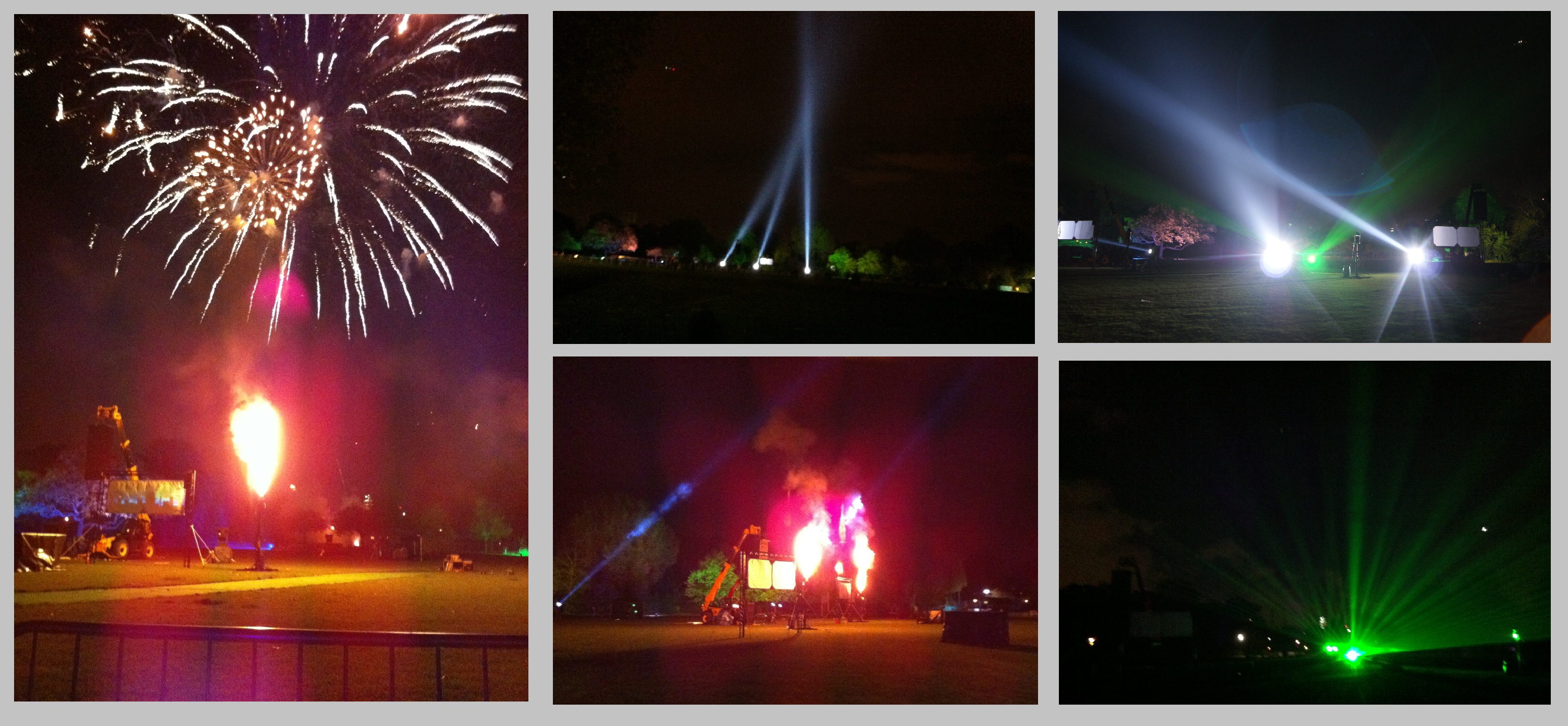 flame effects and searchlights for events