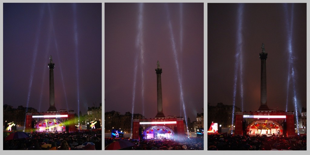 Chinese New Year Searchlights and projection Trafalgar Square, London