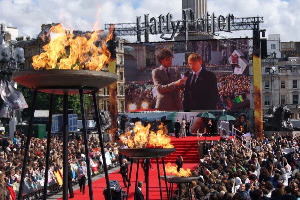 Large Dish Flambes for Harry Potter Premiere, Trafalgar Square. London