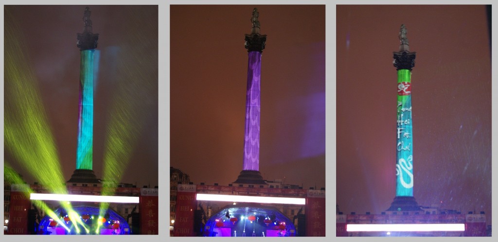 Searchlights and projection onto Nelson's column