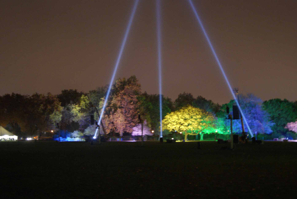 Tree uplighting & searchlights Battersea Park Fireworks