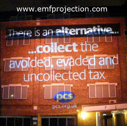 Building Projection Campaign round London for PCS