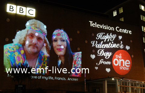 Massive outdoor Projection onto BBC Centre for The One Show