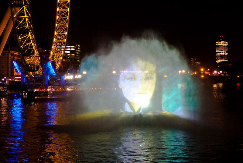 Waterscreen Projection onto The Thames for The Watchmen Premiere