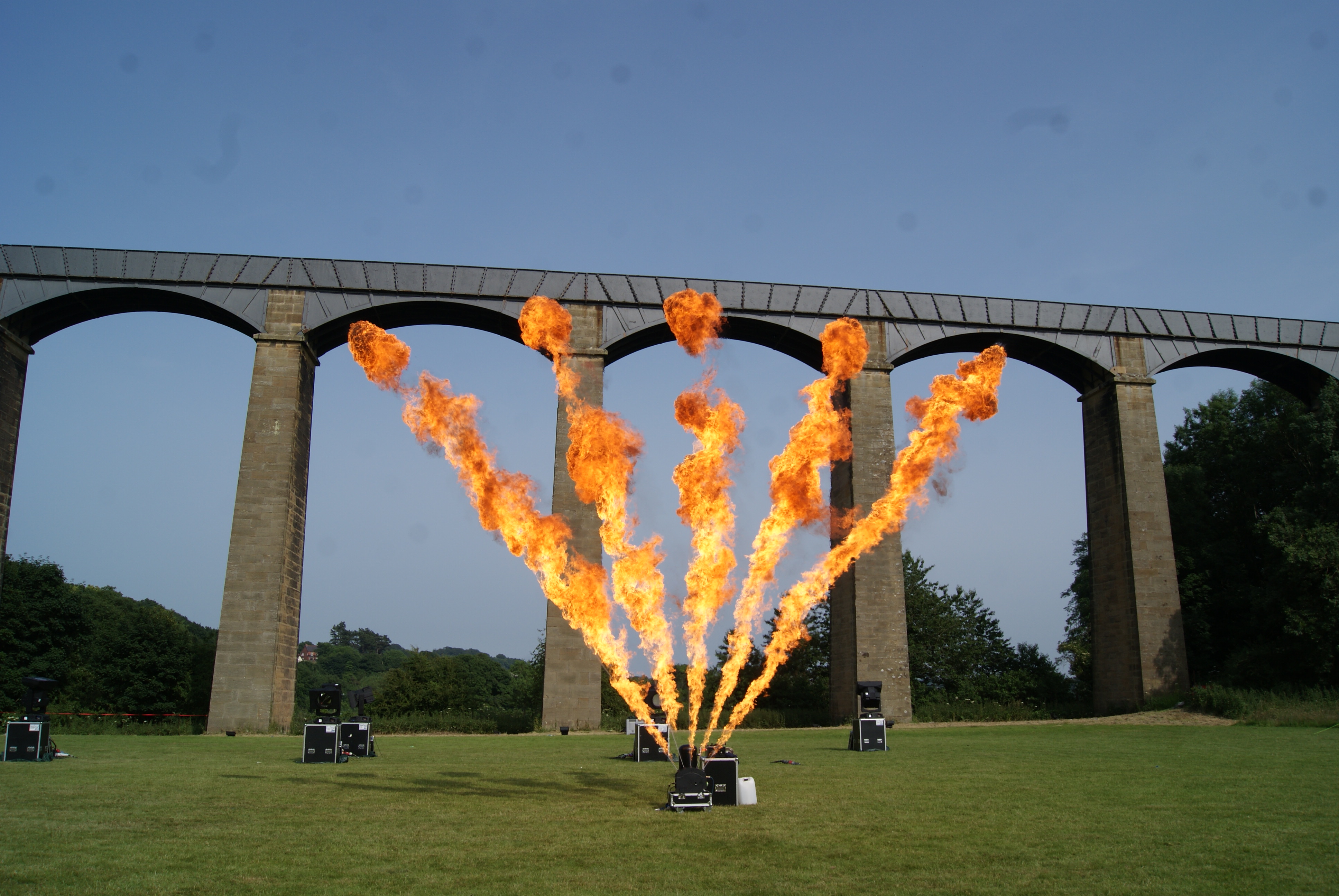 Flame effects at Pontcysyllte Aqueduct